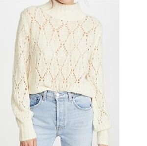 Reformation Jessie Pointelle Alpaca Iyory Sweater